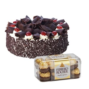 1Kg Black Forest Cake n 16 Pcs Ferrero Chocolates